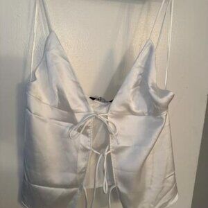 ZARA SATIN EFFECT TOP WITH BOW